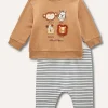 Blukids Jogging set ricamato in felpa di puro cotone neonato- Completini