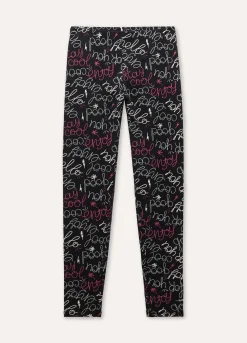 Blukids Leggings in cotone stretch con stampa ragazza- Pantaloni