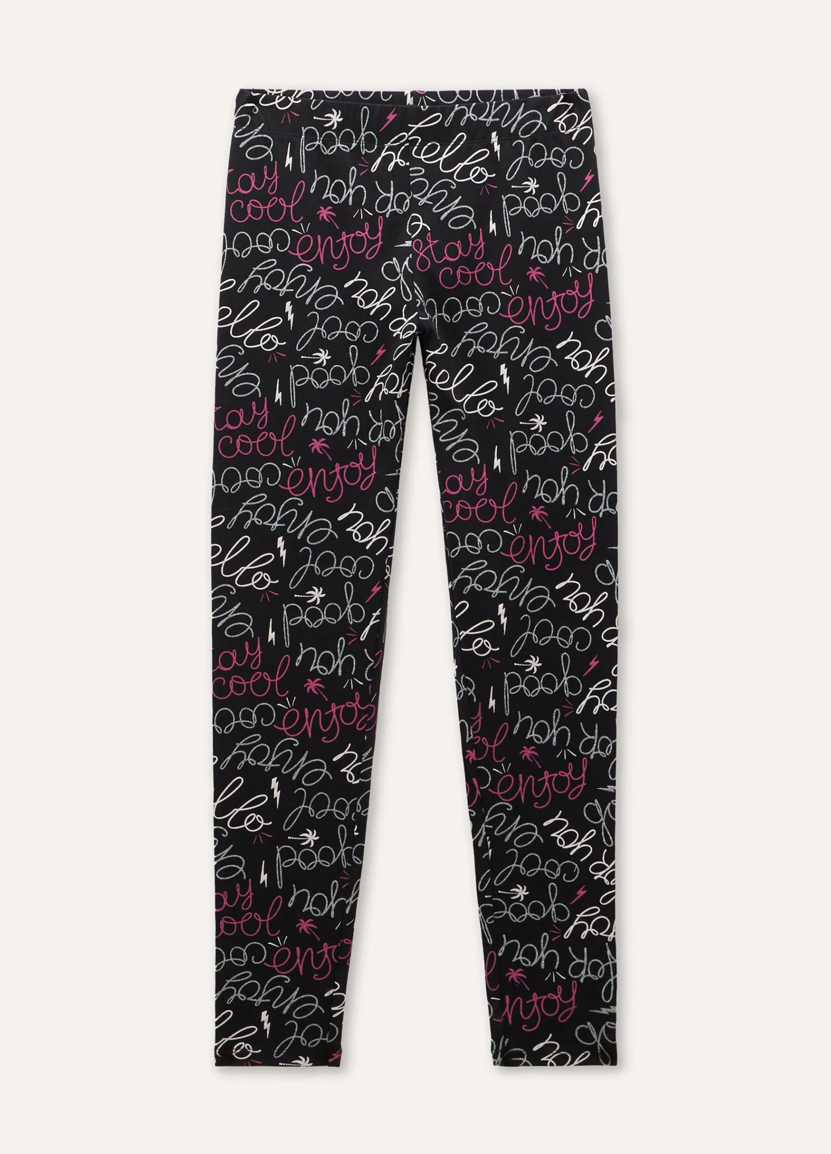 Blukids Leggings in cotone stretch con stampa ragazza- Pantaloni