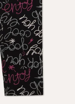 Blukids Leggings in cotone stretch con stampa ragazza- Pantaloni