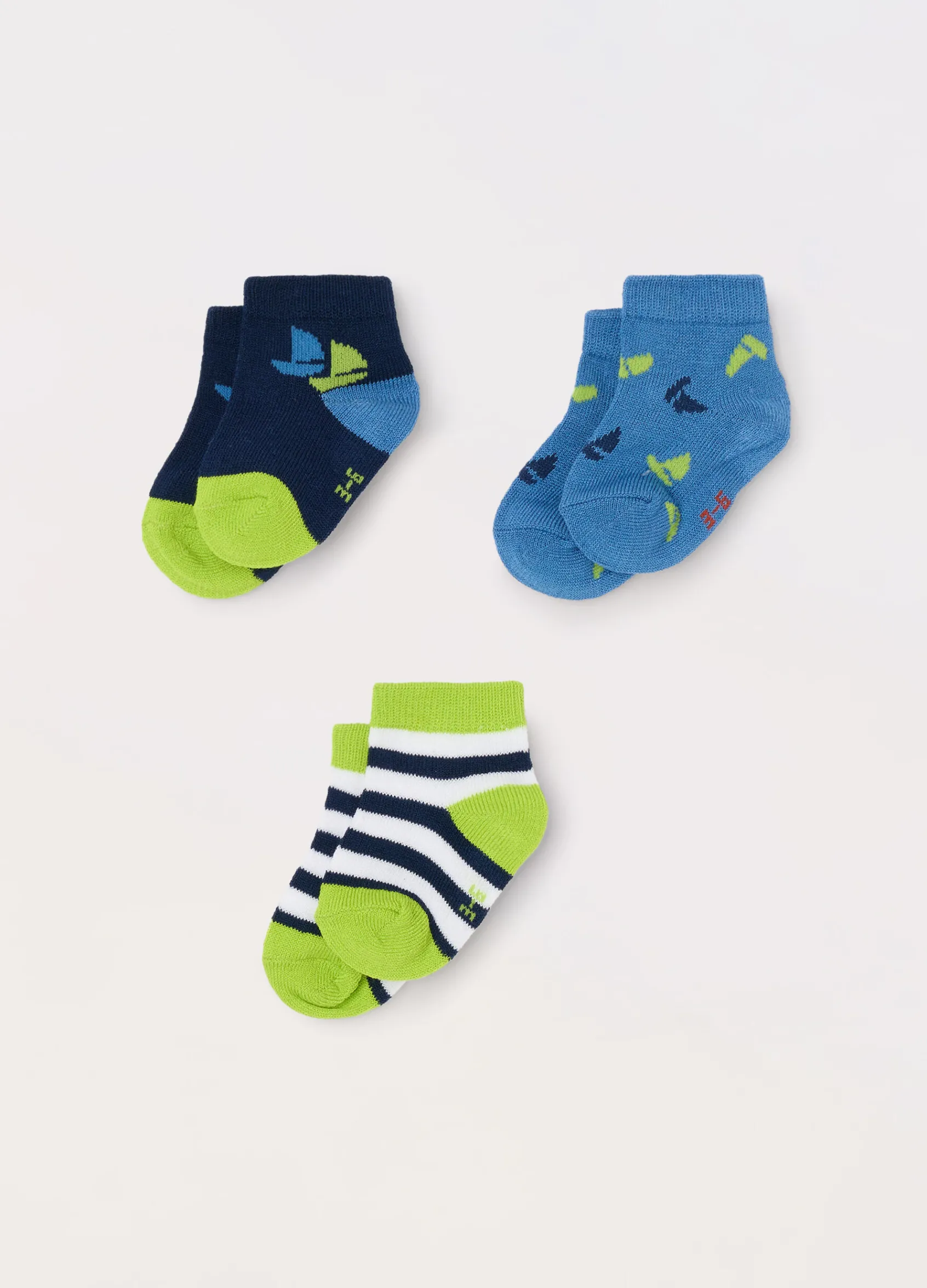 Blukids Pack 3 calze corte misto cotone neonato- Accessori