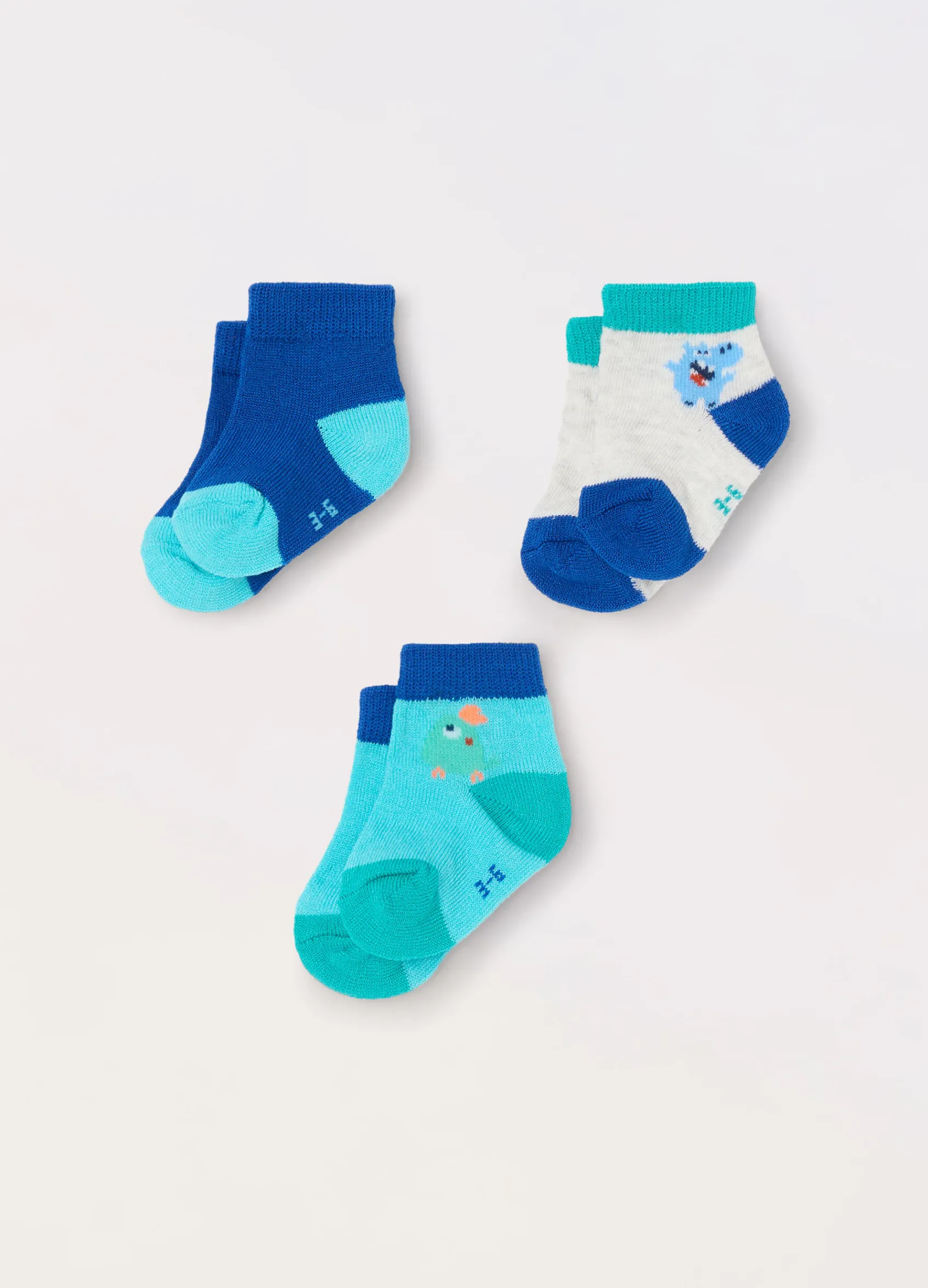 Blukids Pack 3 calze corte misto cotone neonato- Accessori