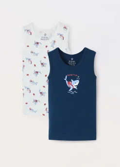 Blukids Pack 2 canotte in costina di puro cotone neonato- Intimo