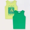 Blukids Pack 2 canotte in jersey di puro cotone neonato- T-shirt
