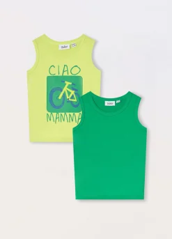 Blukids Pack 2 canotte in jersey di puro cotone neonato- T-shirt