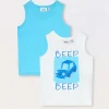 Blukids Pack 2 canotte in jersey di puro cotone neonato- T-shirt