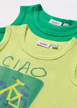 Blukids Pack 2 canotte in jersey di puro cotone neonato- T-shirt