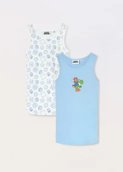 Blukids Pack 2 canotte intime Super Mario in puro cotone bambino-Bambino Multipack | Intimo