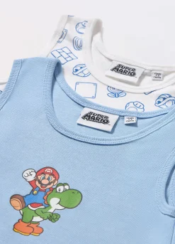 Blukids Pack 2 canotte intime Super Mario in puro cotone bambino-Bambino Multipack | Intimo