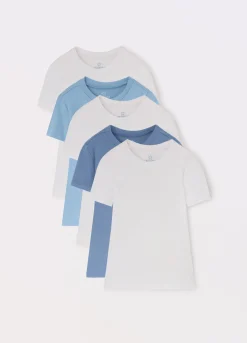 Blukids Pack 5 magliette intime in puro cotone bambino-Bambino Multipack | Intimo
