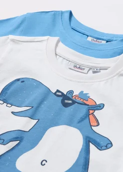 Blukids Pack 2 t-shirt in jersey di puro cotone neonato- T-shirt