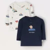 Blukids Pack 2 t-shirt incrociate in interlock di puro cotone neonato- T-shirt