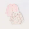 Blukids Pack 2 t-shirt incrociate in interlock di puro cotone neonata- T-shirt