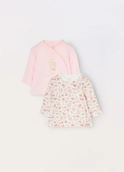 Blukids Pack 2 t-shirt incrociate in interlock di puro cotone neonata- T-shirt