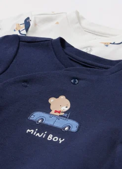 Blukids Pack 2 t-shirt incrociate in interlock di puro cotone neonato- T-shirt