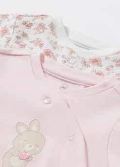 Blukids Pack 2 t-shirt incrociate in interlock di puro cotone neonata- T-shirt