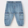Blukids Pantaloni cargo in denim di cotone neonato- Pantaloni