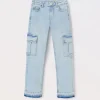 Blukids Pantaloni cargo in denim di cotone stretch ragazza- Pantaloni