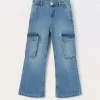 Blukids Pantaloni cargo in denim di misto cotone ragazza- Pantaloni