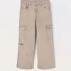 Blukids Pantaloni cargo in denim di puro cotone ragazza- Pantaloni