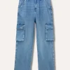 Blukids Pantaloni cargo in denim di misto cotone ragazzo- Jeans