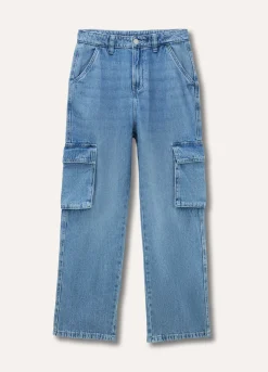Blukids Pantaloni cargo in denim di misto cotone ragazzo- Jeans