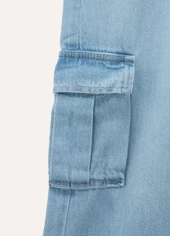Blukids Pantaloni cargo in denim di puro cotone bambina- Jeans