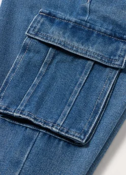 Blukids Pantaloni cargo in denim di misto cotone ragazzo- Pantaloni