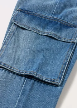 Blukids Pantaloni cargo in denim di misto cotone ragazza- Pantaloni