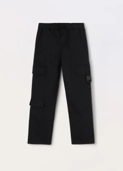 Blukids Pantaloni cargo in twill di cotone stretch ragazzo- Pantaloni