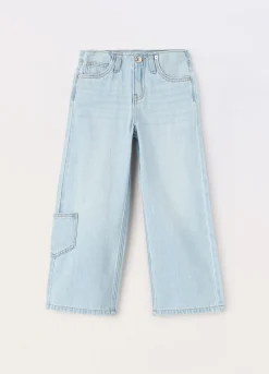 Blukids Pantaloni in denim di misto cotone wide leg bambina- Jeans