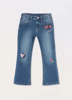 Blukids Pantaloni in denim di misto cotone bambina- Pantaloni