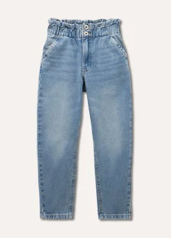 Blukids Pantaloni in denim di puro cotone con arriccio ragazza- Jeans
