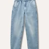 Blukids Pantaloni in denim di puro cotone con arriccio ragazza- Jeans