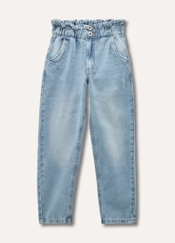 Blukids Pantaloni in denim di puro cotone con arriccio ragazza- Jeans