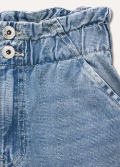 Blukids Pantaloni in denim di puro cotone con arriccio ragazza- Jeans
