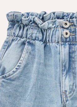 Blukids Pantaloni in denim di puro cotone con arriccio ragazza- Jeans