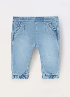 Blukids Pantaloni in french terry denim neonata- Pantaloni