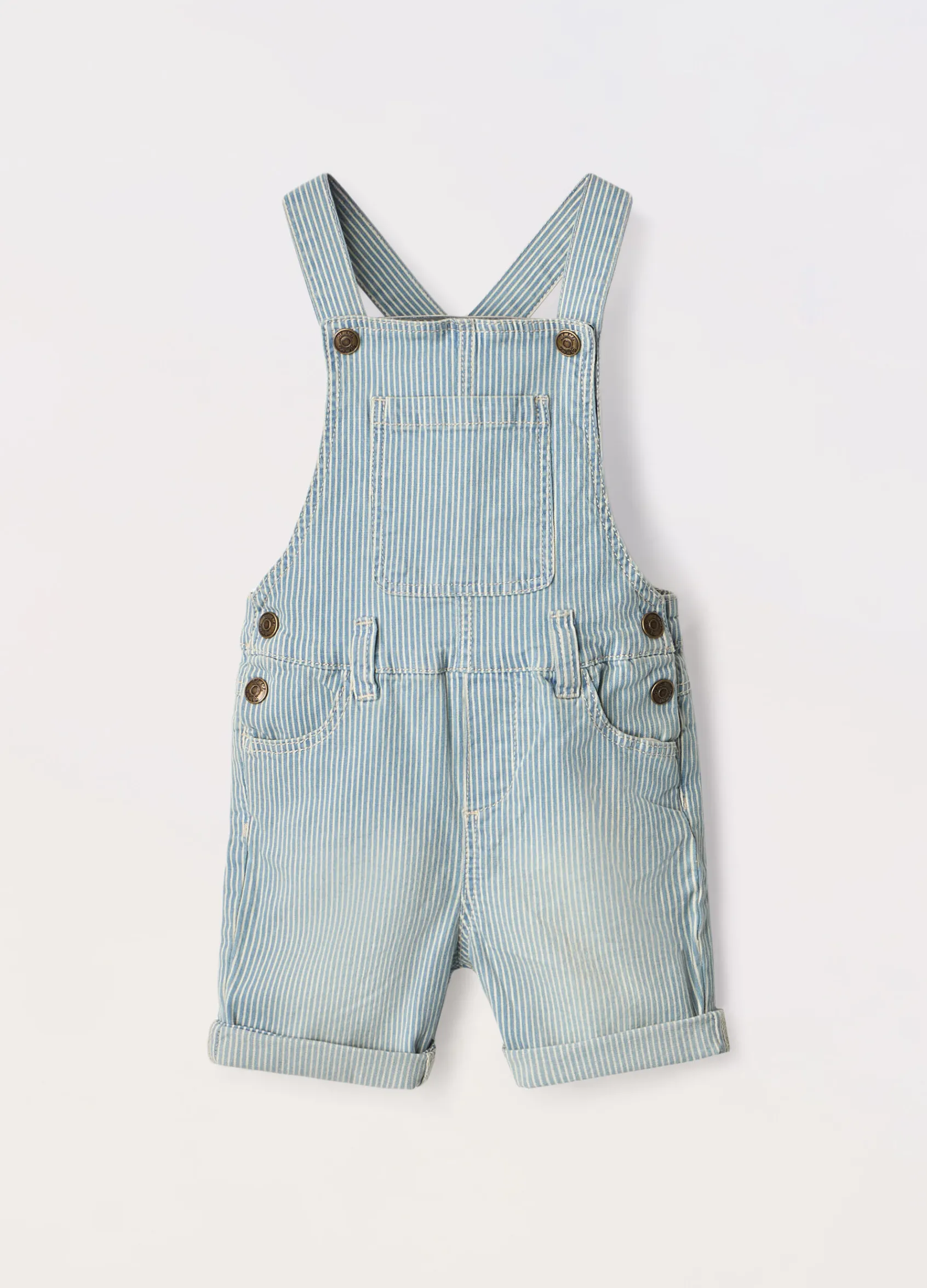 Blukids Salopette in cotone stretch a righe neonato- Completini