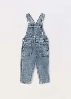Blukids Salopette in denim di puro cotone neonato- Jeans