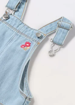 Blukids Salopette in denim di puro cotone neonata- Pantaloni