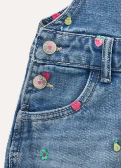 Blukids Salopette in denim di puro cotone bambina- Vestiti