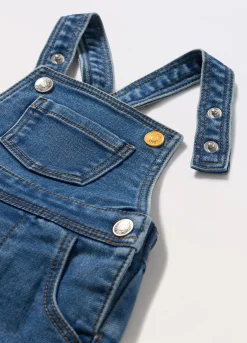 Blukids Salopette in french terry denim neonato- Pantaloni