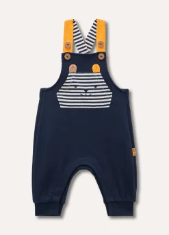 Blukids Salopette in puro cotone con applicazioni neonato- Completini