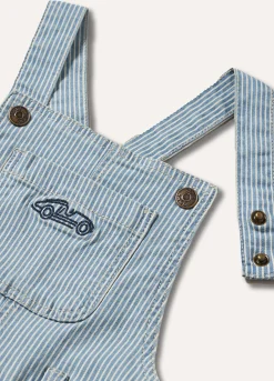 Blukids Salopette rigata in cotone stretch neonato- Pantaloni