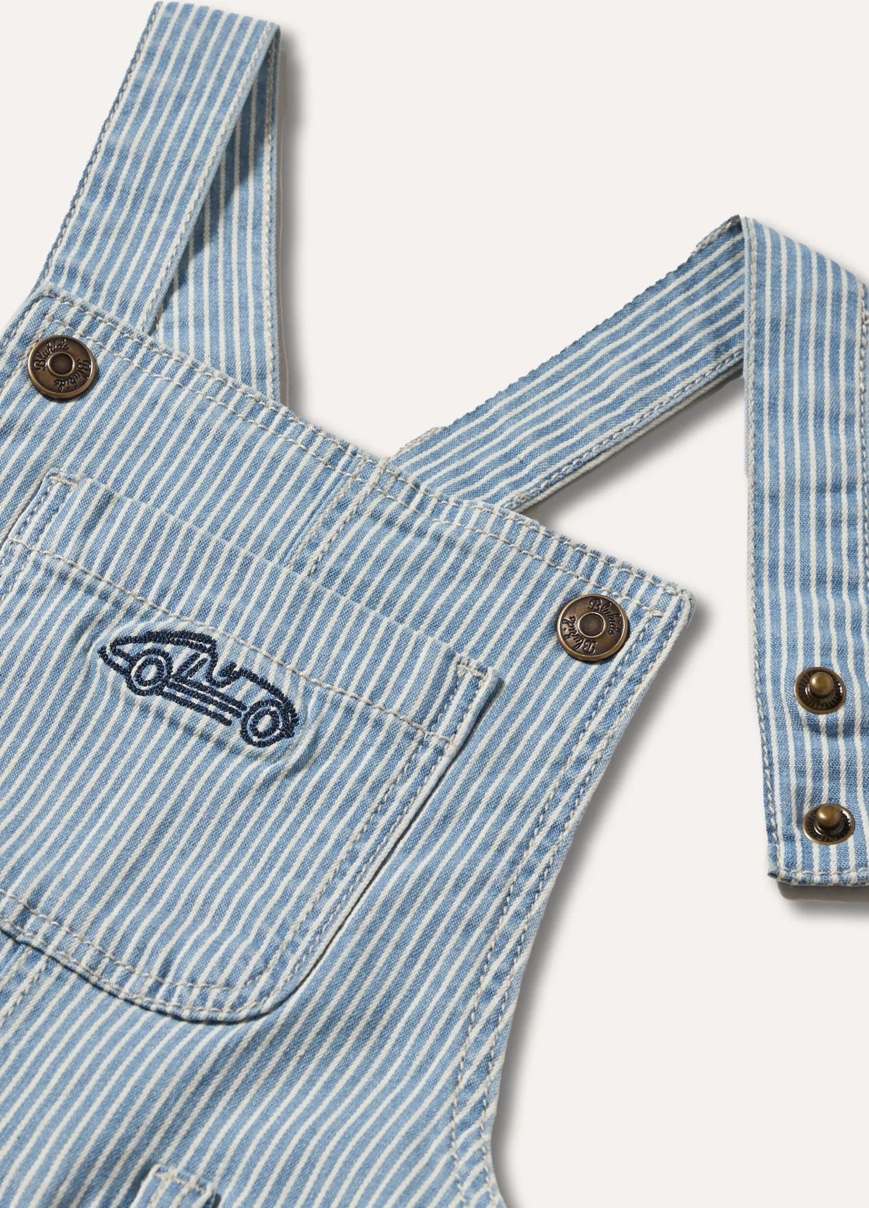 Blukids Salopette rigata in cotone stretch neonato- Pantaloni