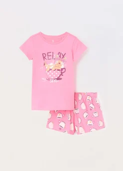 Blukids Set pigiama corto in jersey di puro cotone bambina- Pigiami