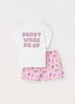 Blukids Set pigiama corto in jersey di puro cotone ragazza- Pigiami