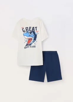 Blukids Set pigiama corto in jersey di puro cotone ragazzo- Pigiami