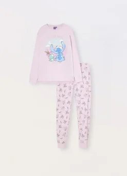 Blukids Set pigiama lungo in puro cotone ragazza Stitch- Pigiami